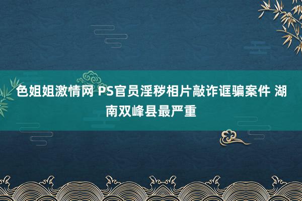 色姐姐激情网 PS官员淫秽相片敲诈诓骗案件 湖南双峰县最严重