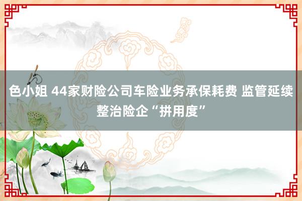 色小姐 44家财险公司车险业务承保耗费 监管延续整治险企“拼用度”