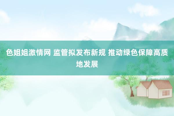 色姐姐激情网 监管拟发布新规 推动绿色保障高质地发展